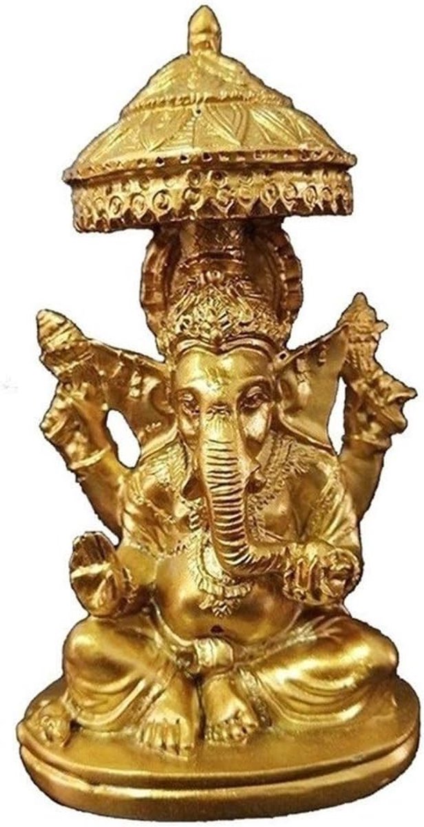 Standbeeld, Ganesha Feng Shui ornamenten, meditatie beeldje, gouden hars olifant god sculptuur, woonkamer huis tuin decor