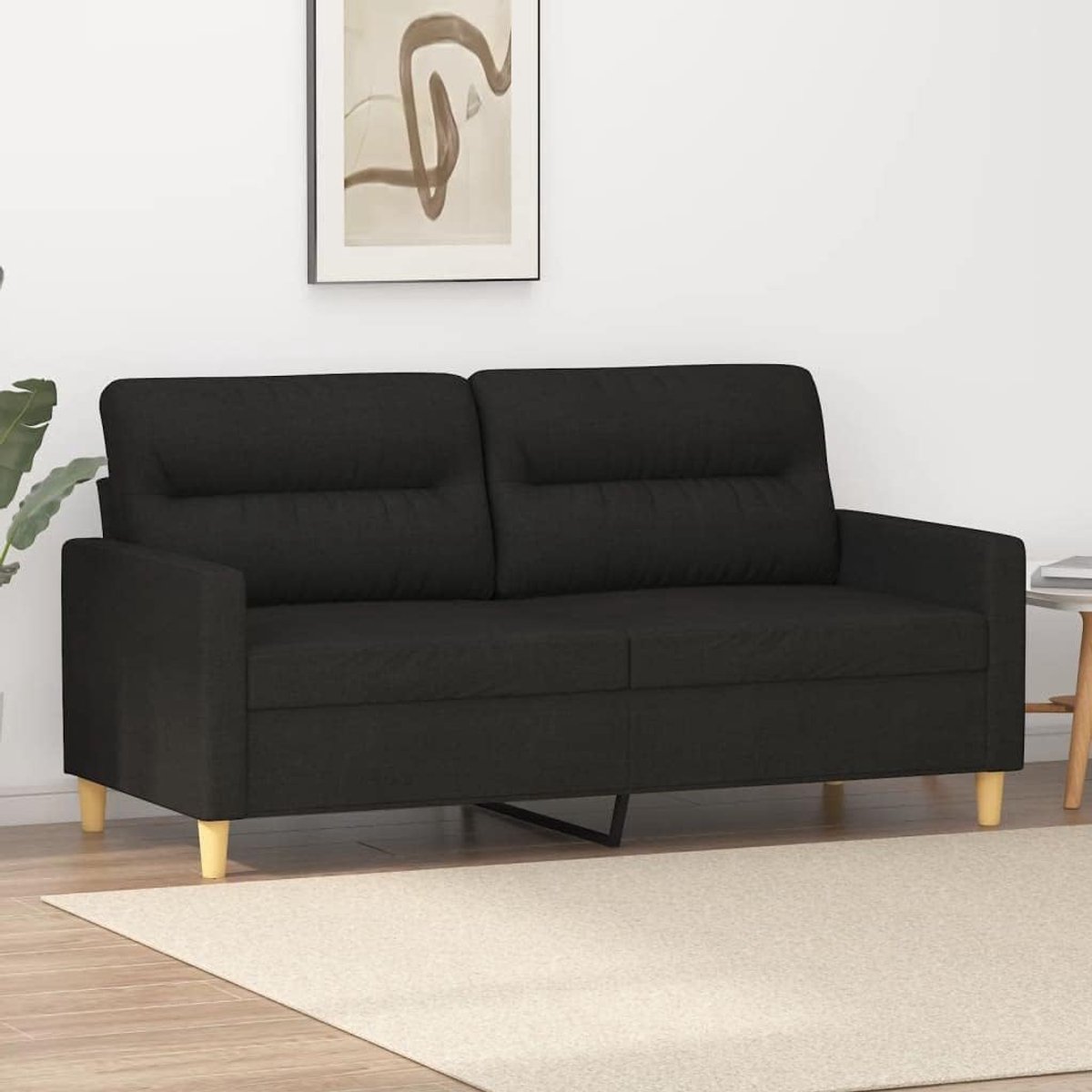 2-zitsbank, zwart, kantoorbanken, woonkamerbank voor gastenhuis, 140 cm, stof