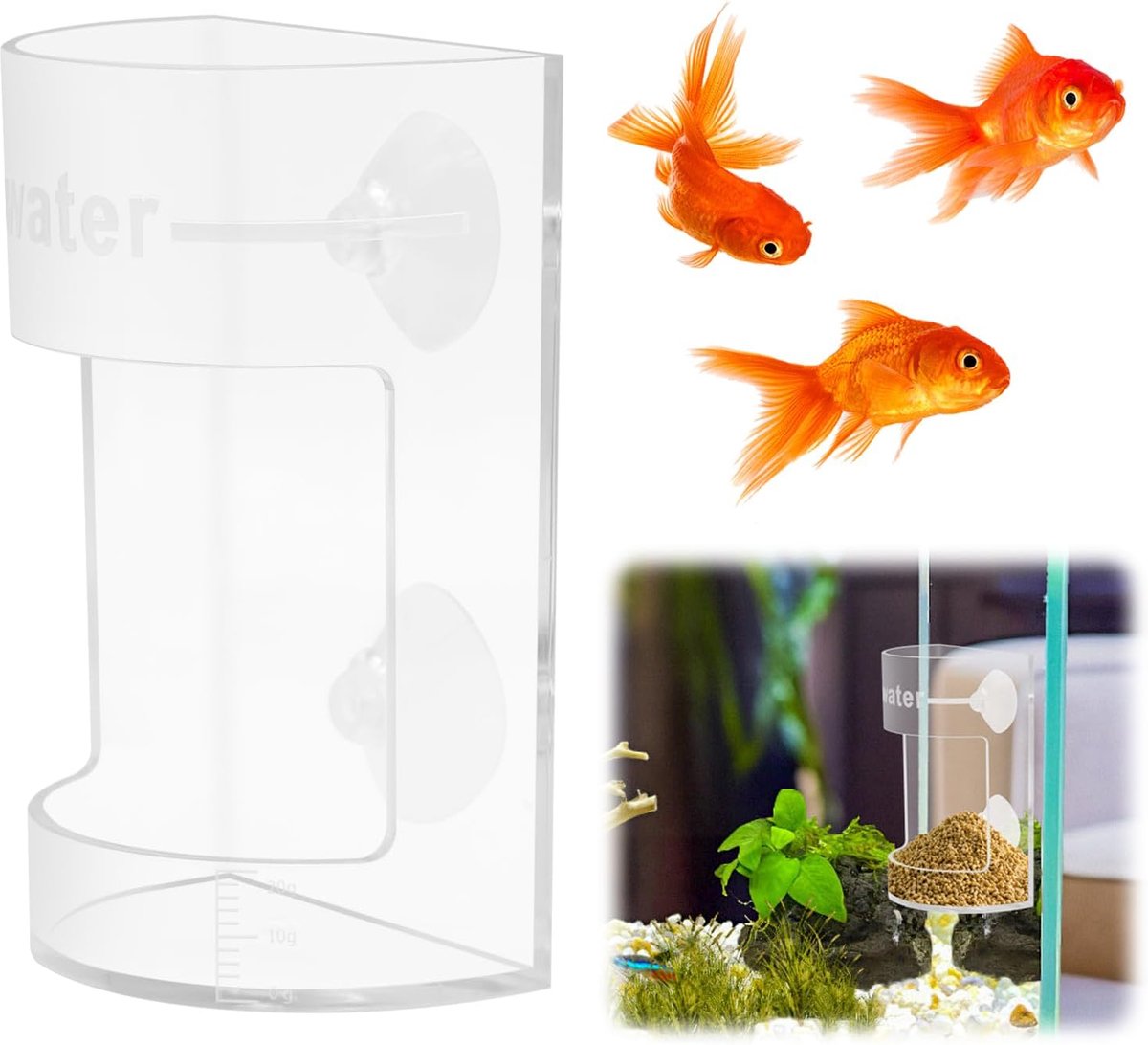Aquarium voederbak met weegschaal en zuignap, voeding voor voederbuizen, voeding voor aquariumseparator, terrariumterrarium, toebehoren voor het aquarium Nieuwe Fish Tank Voedingsbak