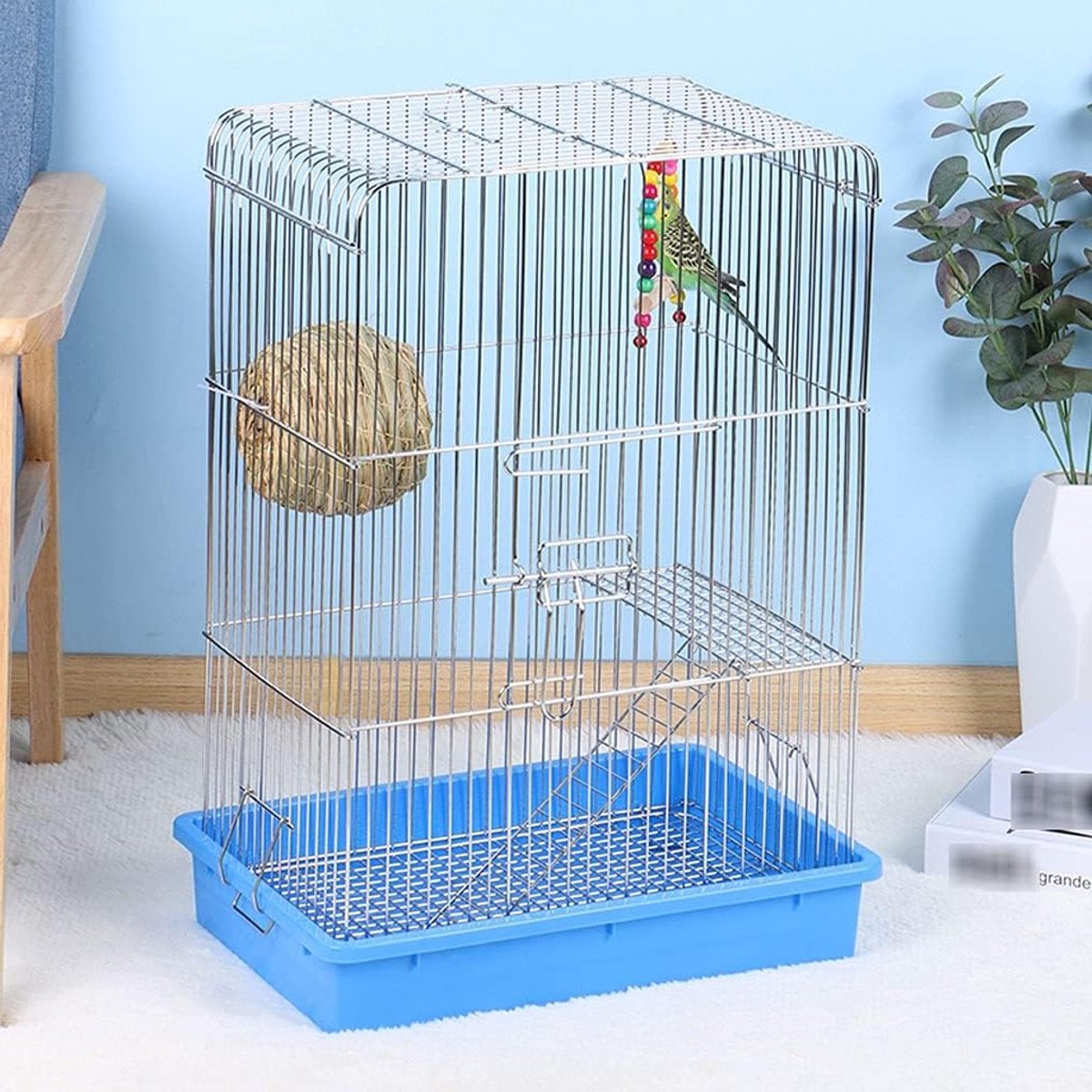 Vogelkooien Plat gegalvaniseerde metalen kooi Tijgerhuid Valkparkiet Vogel Draagbaar handvat Vliegende kooi voor kanarie, Love Bird Bird Carrier (Color : B)