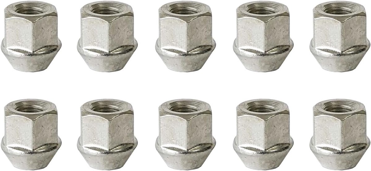 10x Open lug nuts M12x1.5 tapered 60° 24mm | HEX 21mm compatible with Volvo S40 I V40 I