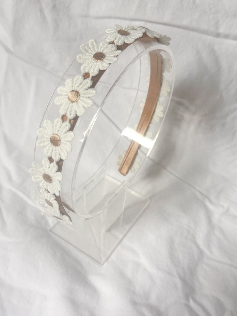 Diadeem Madelief - Brons - Haarbandje met Bloemen - Haarbanden voor Meisjes - Haaraccessoires voor Kinderen