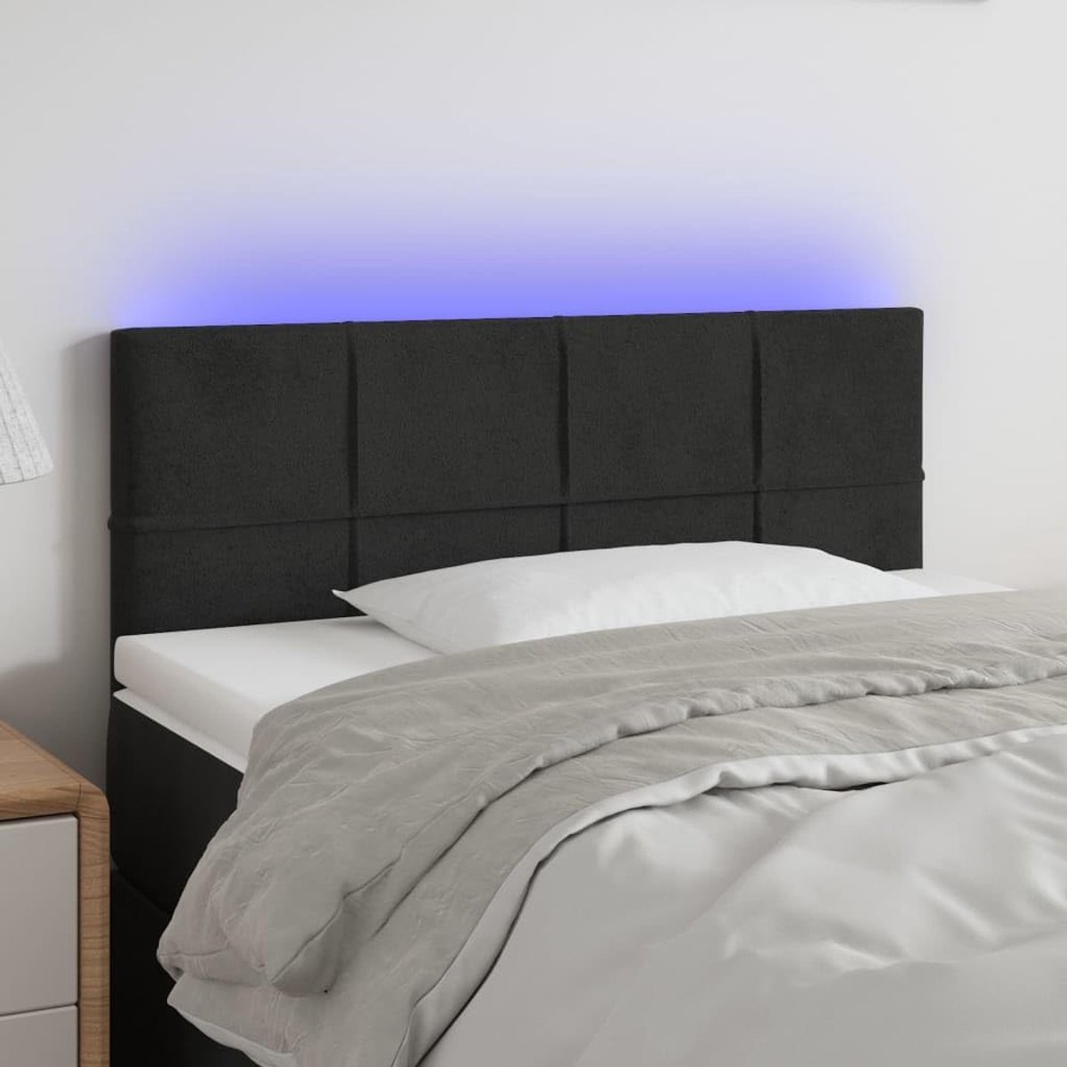 Zwart, 80 x 5 x 78/88 cm, fluweel, voor de slaapkamer, hotel, hoofdeinde, werkkamer, voor slaapkamer, tweede slaapkamer, hotel