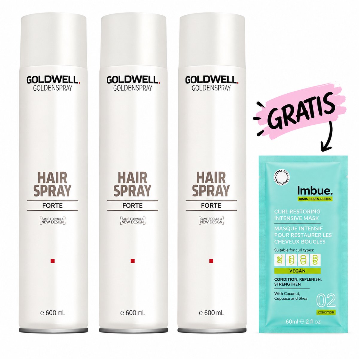 Goldwell Goldenspray Forte 600ml 3-Pack + Gratis Imbue Masker