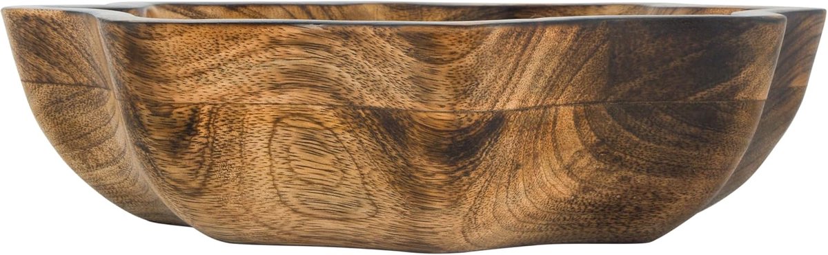 Houten schaal, serveerschaal voor salade, groenten en fruit, grote diepe kom voor familie en feesten (Octagonal Bowl)