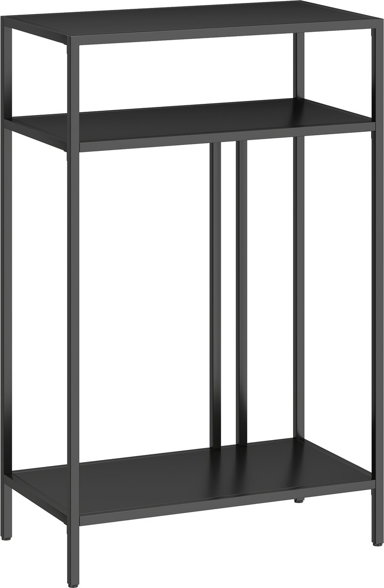 Homona Slaaptafel - Smalle sidetable met 3 niveaus - Van metaal - 55 x 30 x 85 cm - Zwart