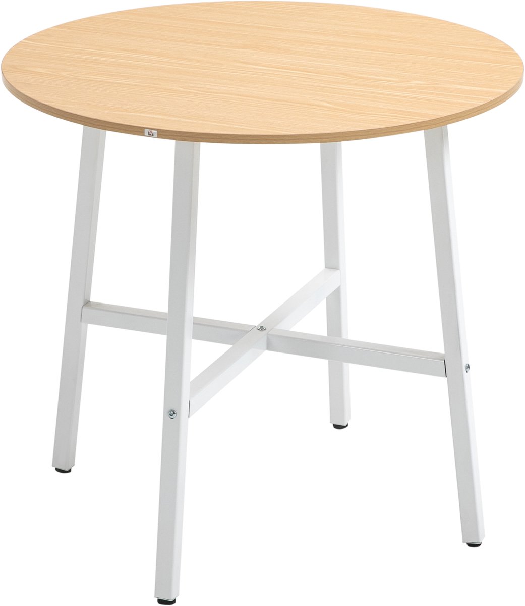 Homona Ronde eettafel - Industrieel design - Ø80 x 76 cm - Houtlook/Wit
