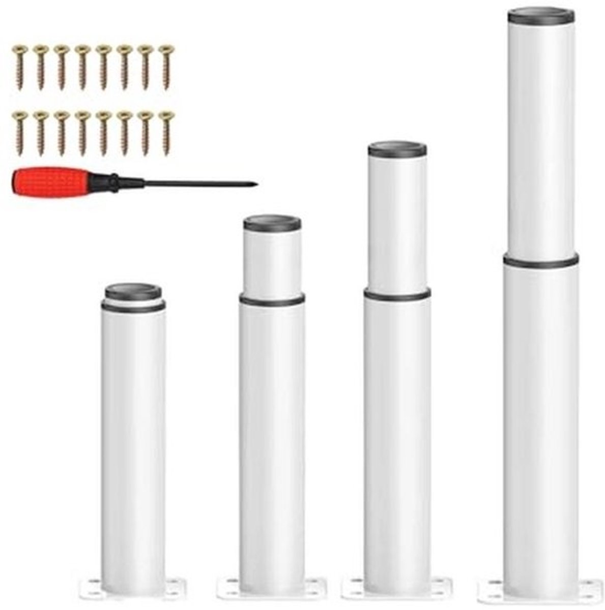 Verstelbare metalen meubelpoten - Voor bank, tafel, stoel en bureau - Laadvermogen 800kg (4 stuks, 18-33 cm)