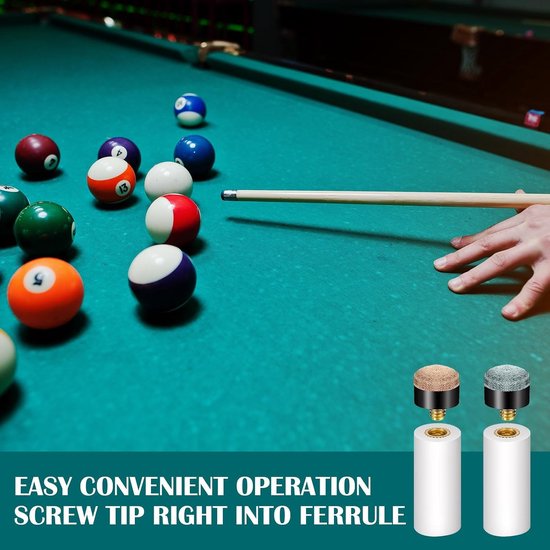 12 Stuks Pool Snooker Cue Tips Vervangingsset met Schroefdraad en Witte Ferrules - 13mm Blauwe en Bruine Billiard Accessoires voor Snooker en Biljart — afbeelding 4