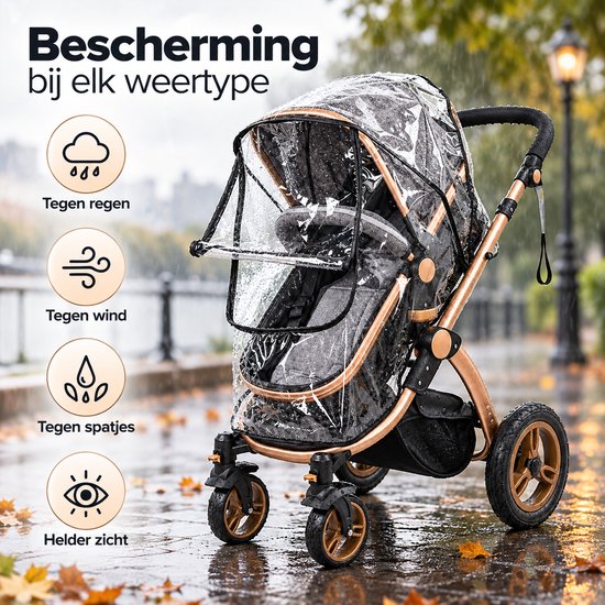 Regenhoes Kinderwagen -1 Stuk - Universeel - 90 X 45 X 43 Cm - Buggy Hoes - Wandelwagen - Wind- En Stofdicht - Kinderwagenregenhoes - Universeel Kinderwagenaccessoire - Babyweerbescherming - Geschikt Voor Kinderwagens En Buggy's — afbeelding 4