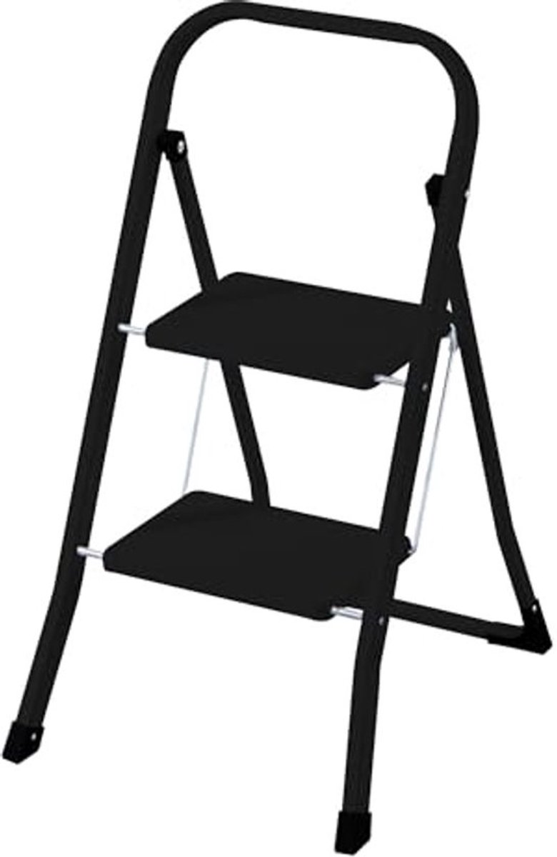 Inklapbare huishoudladder - 2 treden - Staal - antislip - tot 150 kg