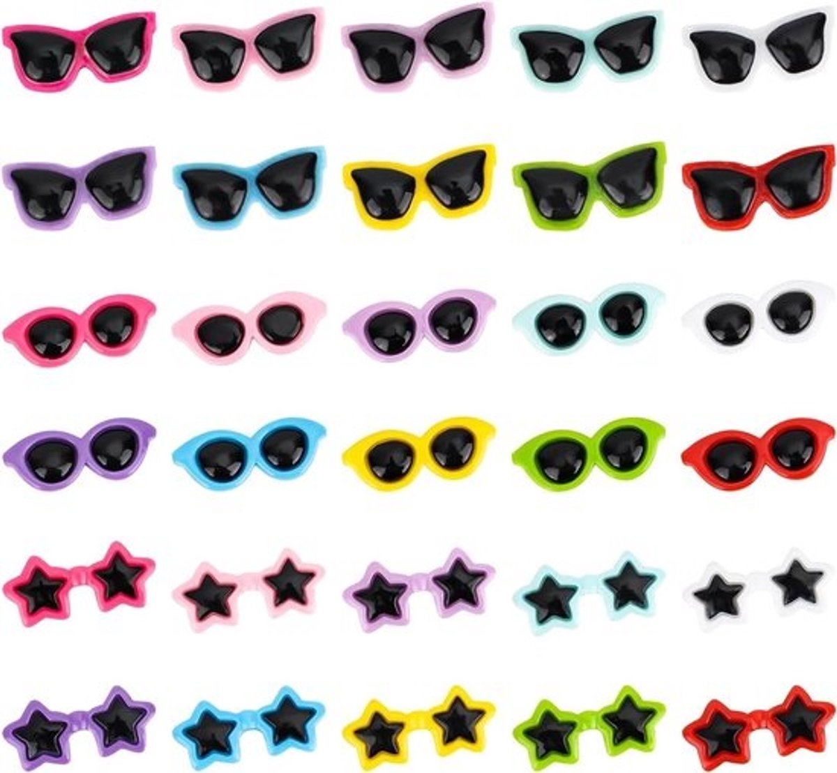 120 kleurrijke mini-zonnebrillen van hars - DIY-accessoires - 3 stijlen