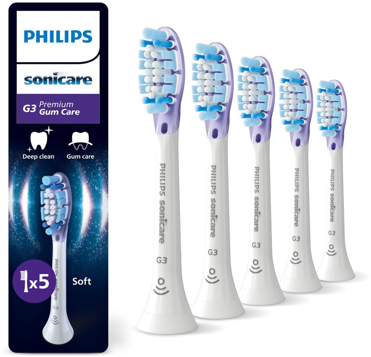 Philips Sonicare - Opzetborstels G3 Premium Gum Care Wit HX9055/87 - 6 x 5 stuks - Voordeelverpakking