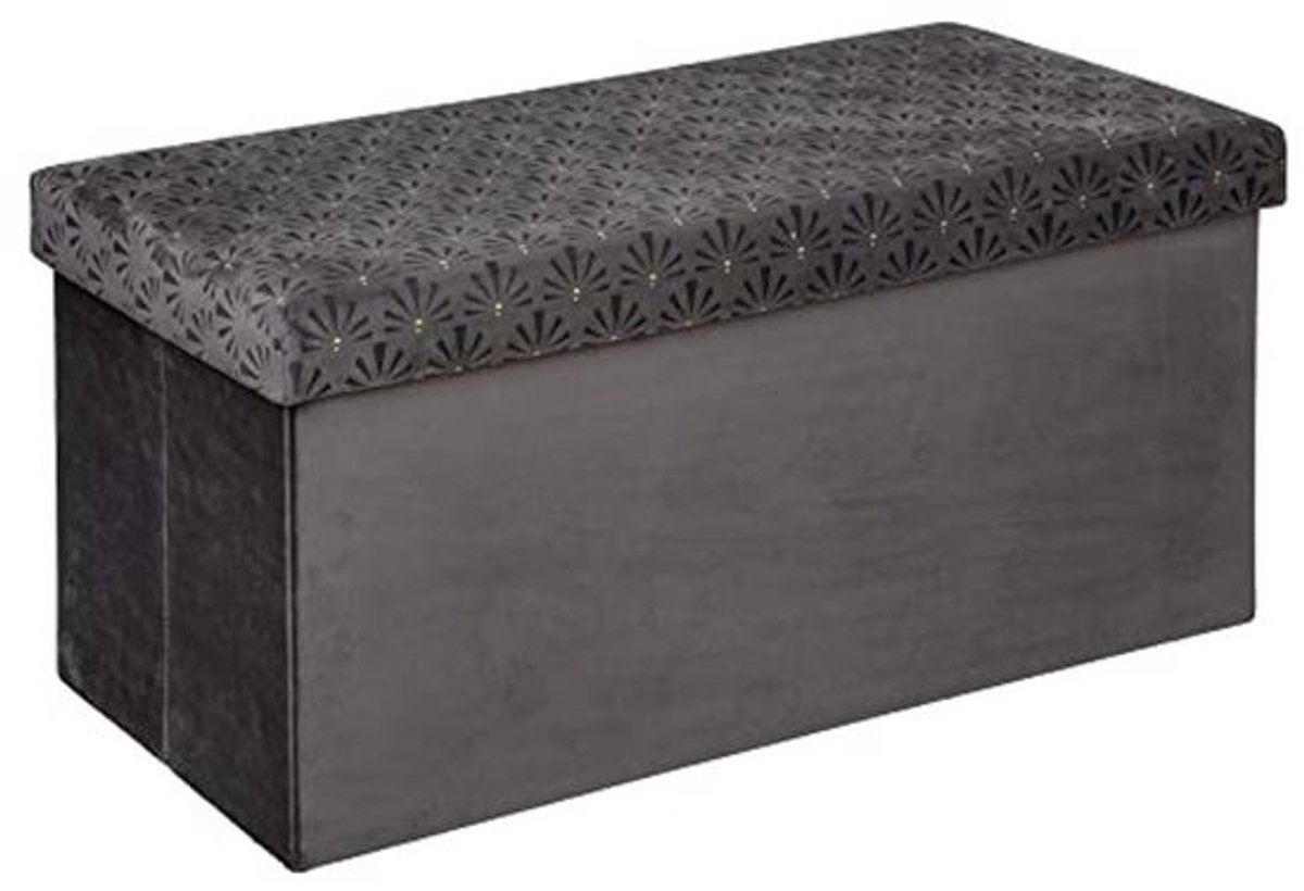 2-in-1 zitzak met opbergdoos - Opvouwbaar fluwelen model - Grijs (76 x 38 cm)