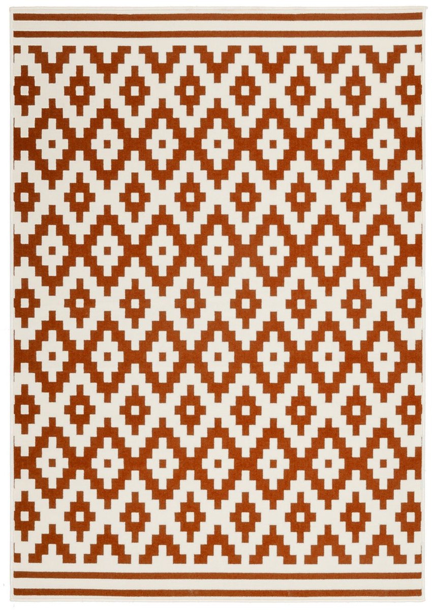Dutch XXL Scandinavisch Vloerkleed | Tapijt | Now | Ruiten | Ivoor/Oranje | 160x230 cm