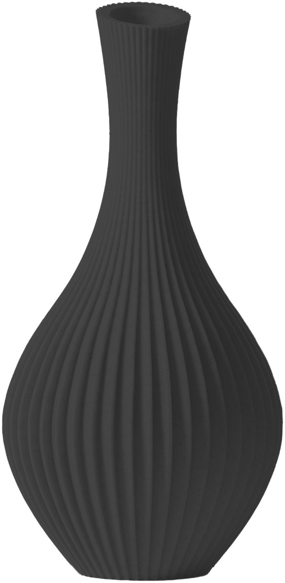 Layvo Elori Vaas - Zwart - 25 cm - droogbloemen vaas - japandi - gerecycled plastic