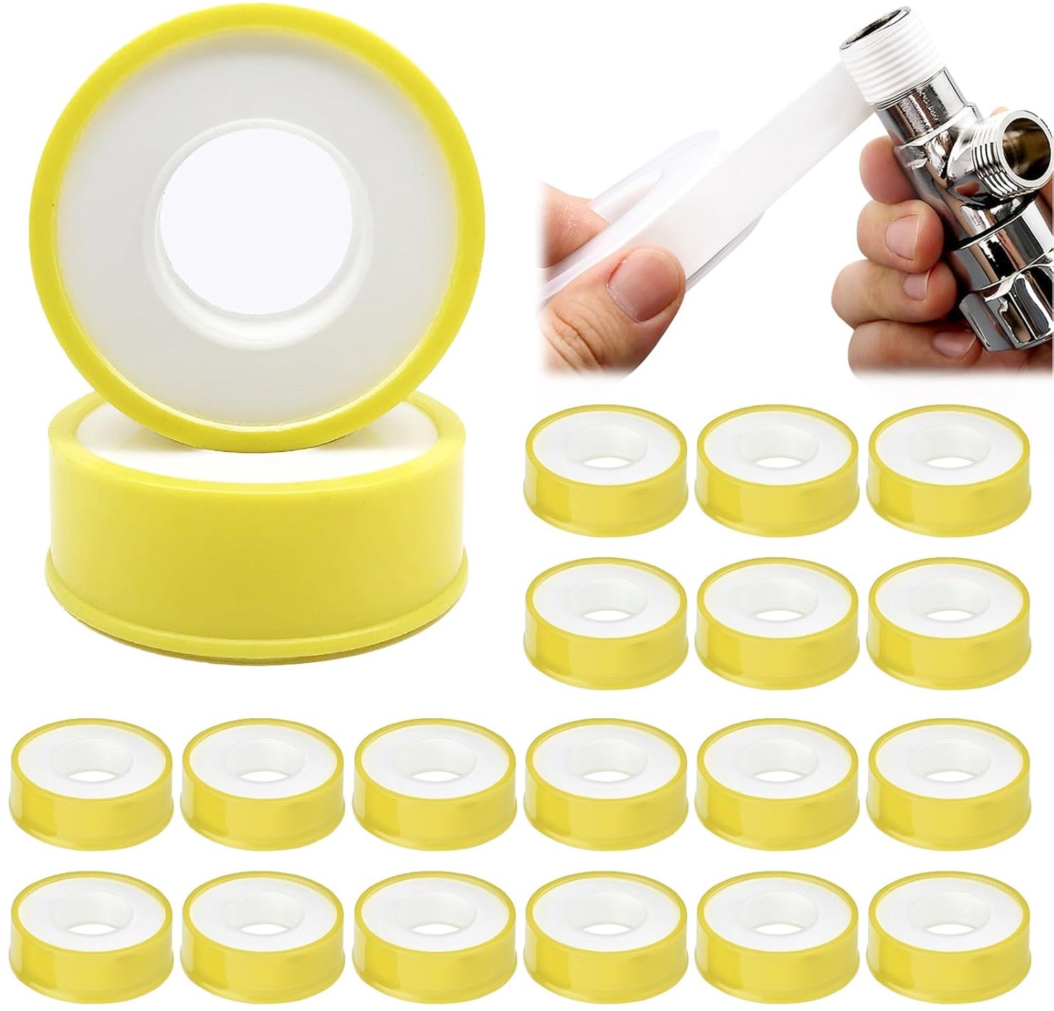 Vegena PTFE Sealing Tape, 20 Rolls, Teflon Tape Thread Sealing Tape, PTFE Thread Sealing Tape, Thread Sealing Tape, Teflon Tape (12mm x 0.1mm x 12m)