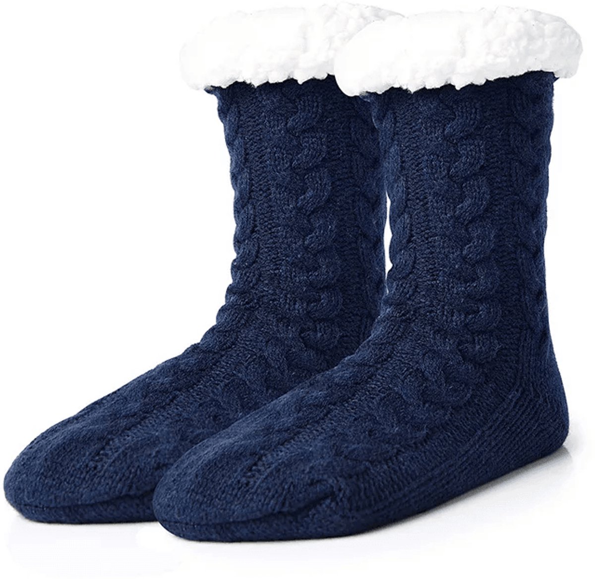 Huissokken Dames en Heren - Warme Sokken - Fleece Sokken - Dikke Sokken - Fluffy Sokken - Verwarmde Sokken - Gevoerde Sokken - Antislip Sokken - Winter Sokken - Slofsokken - Bedsokken - Donkerblauw