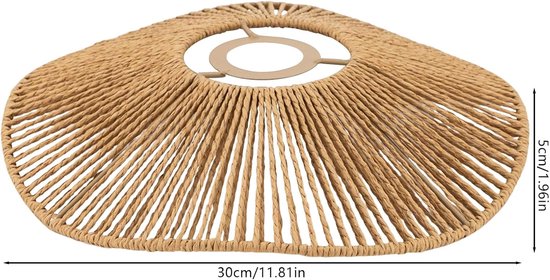2 stuks gevlochten lampenkap, 30 cm, rond, geel, hanglamp paraplu van papiergaren, handgeweven, E27 lampenkap, retro vintage, voor woonkamer, eetkamer, slaapkamer — afbeelding 2