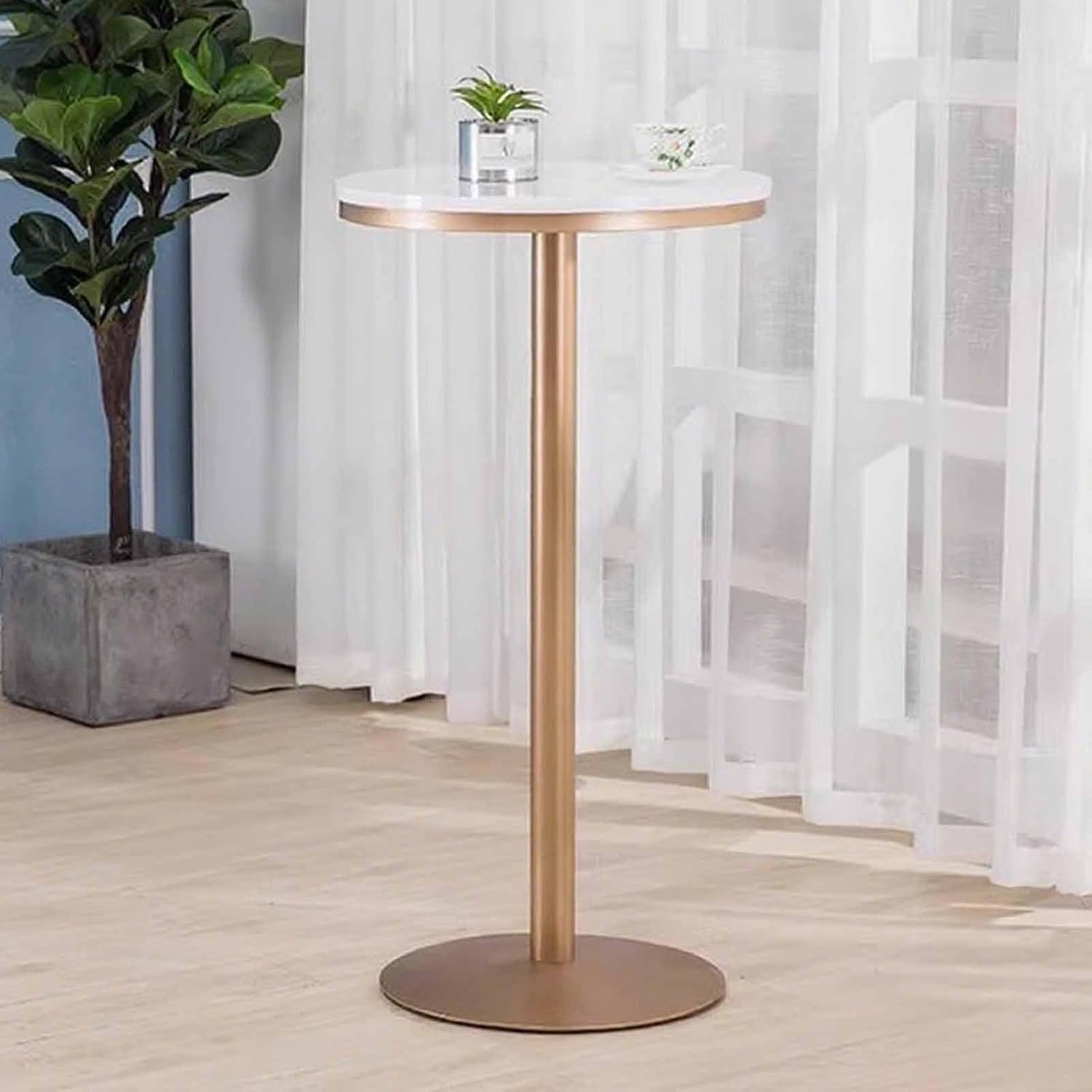 Compacte ronde bartafel - MDF-blad, metalen standaard en stabiele basis, geweldig voor thuisbar, café, appartement, aanrecht