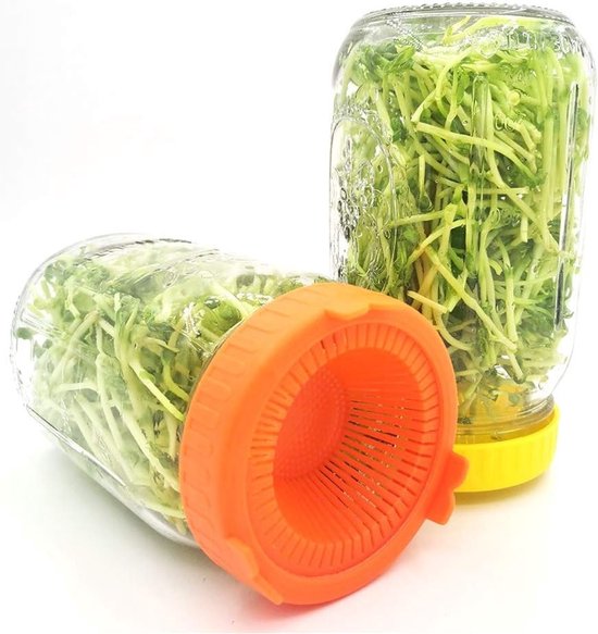 4 Stuks Gemakkelijke Spoel- en Afvoerdeksels voor Brede Monden Potten - Ideaal voor het Kiemen van Bonen en Groenten in Mason Jars en Spruit Kits — afbeelding 4