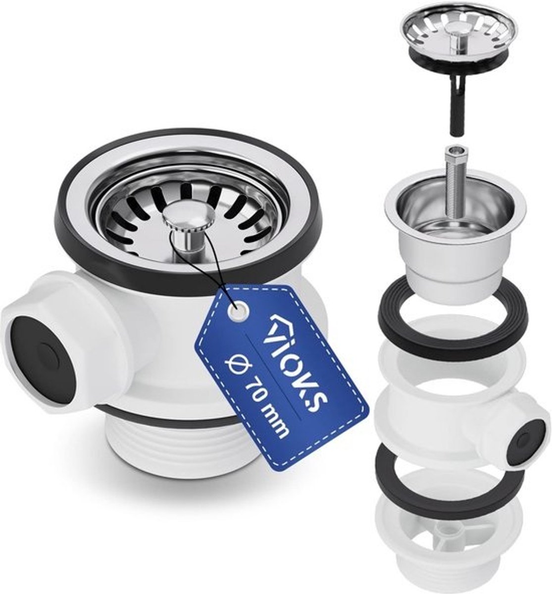 Strainer Basket Valve 70mm met afvoeruitgang 1 Inch - voor keuken en douches