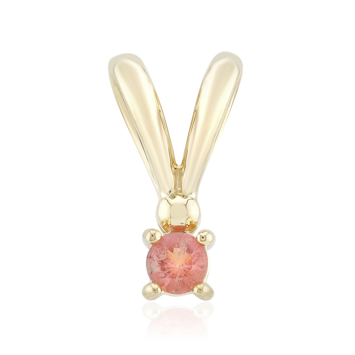 Cavill - Gouden Hanger 375 Geelgoud - 0,085 ct Pezzottaiet Rond Geslepen - Luxe Sieraden Dames - Handgemaakt Konijn Vorm - Madagaskar Edelsteen