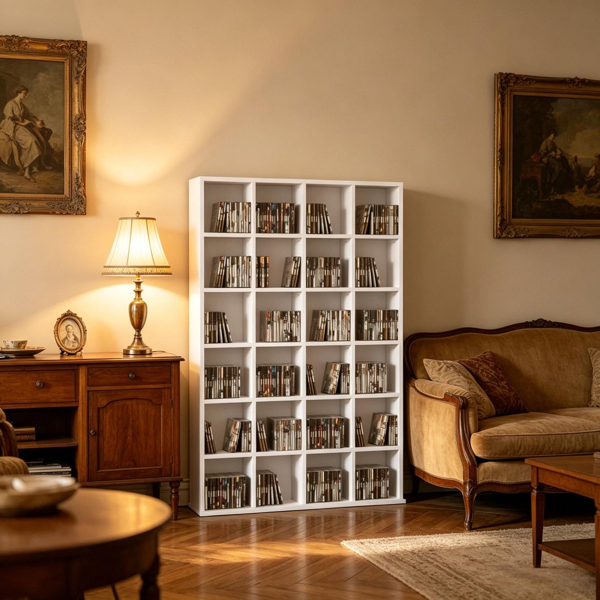 Witte CD Opbergkast - Open DVD Kast Met Vakken - Boekenkast Voor CD's, DVD's En Decoratie - Woonkamer Of Kantoor - Spaanplaat - 89 x 20 x 130,5 cm