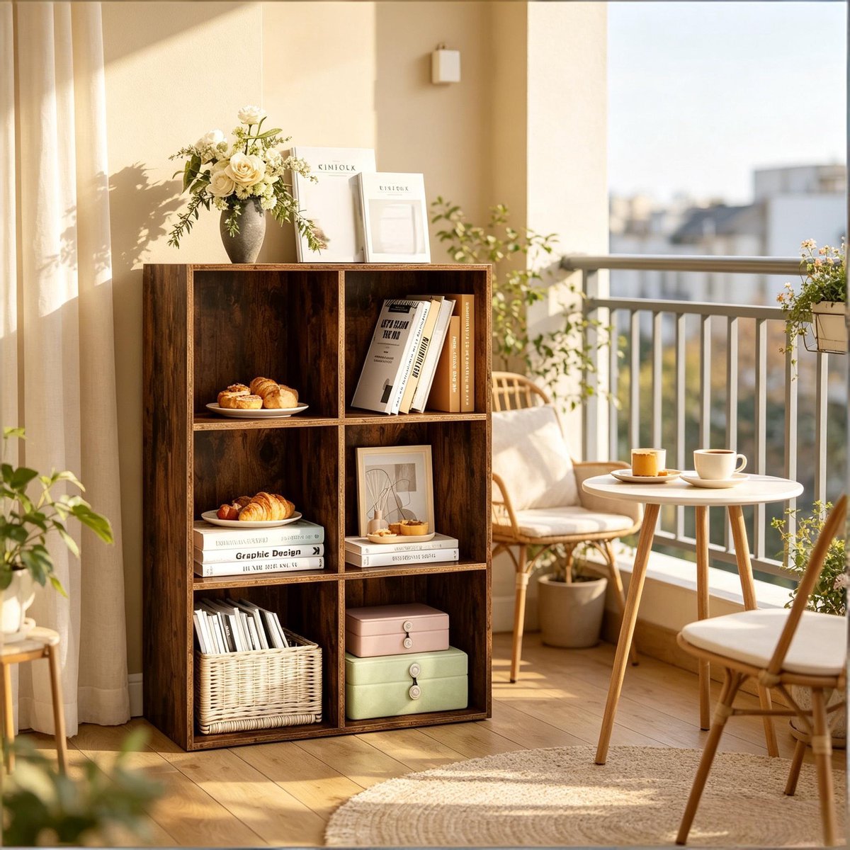 Kubus Boekenkast Met 6 Vakken - Staande Open Vakkenkast Voor Boeken, Speelgoed En Decoratie - Flexibel Horizontaal Of Verticaal - Rustiek Bruin Hout