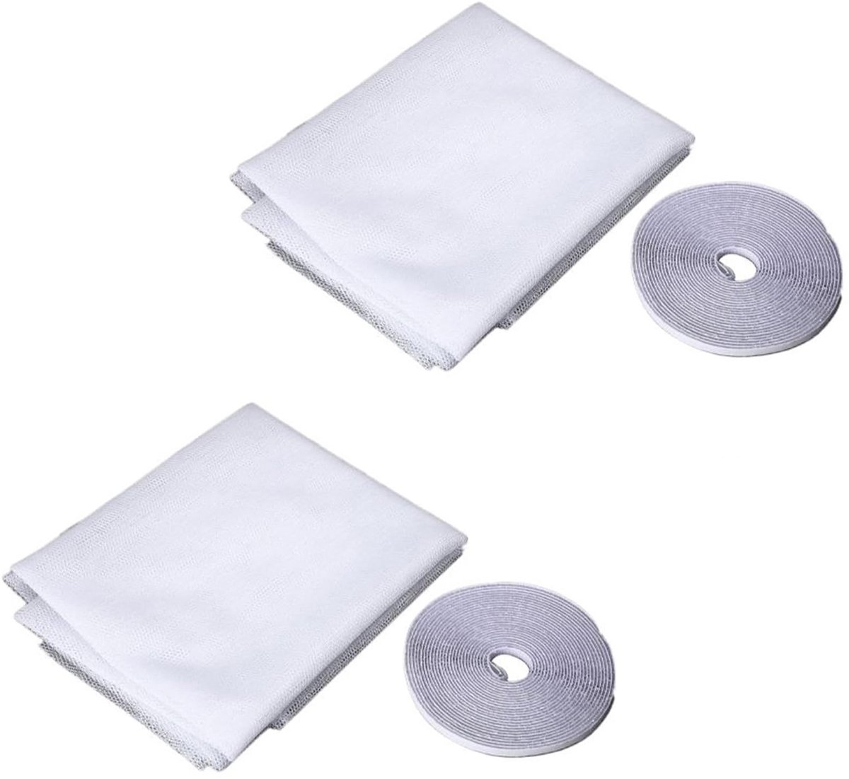 Raamhor - 2 Stuks - 200 x 150cm - Zelfklevend Muggenscherm voor Ramen - Met Velcro Klittenband - Insectengaas - Vliegengaas - Horrengaas voor Raam - Polyester - Herbruikbaar - Anti Muggen/Vliegen/Insecten - Voor balkonraam-klamboe - Wit