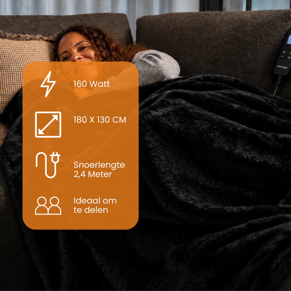 Elektrische warmtedeken fleece 180×130 cm - 10 warmtestanden - Warmyou Luxum XL - Zwart – foto 4