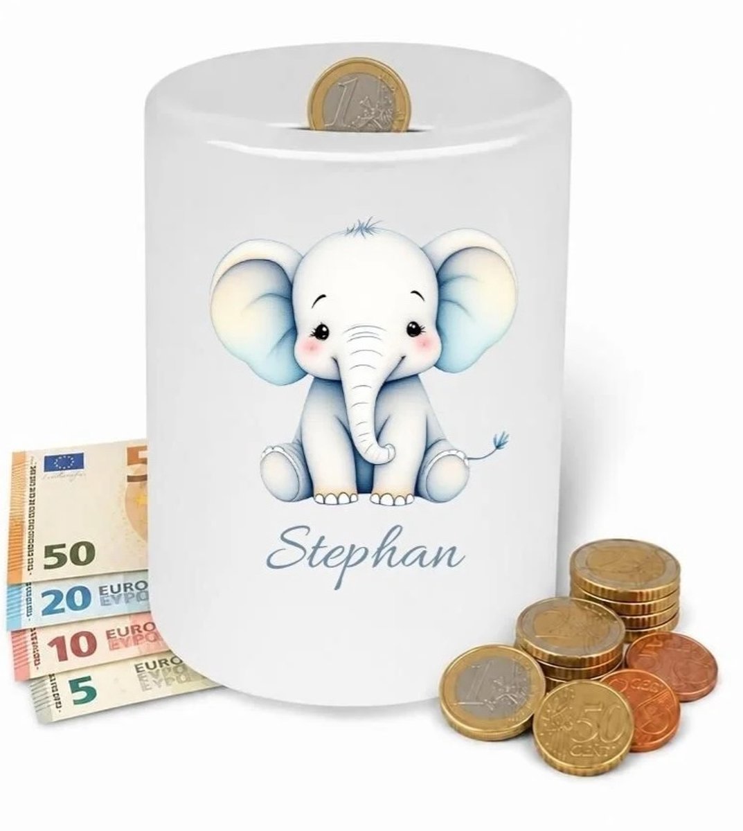 Spaarpot olifantje - Gepersonaliseerd - met eigen naam - kraam cadeau - verjaardagscadeau - kinderkamer - babykamer