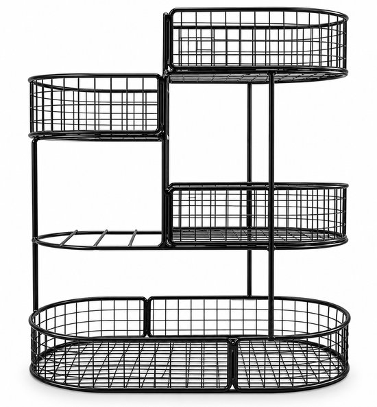 Metalen Opbergrek - Multifunctionele Keuken Organizer met Manden - Zwart