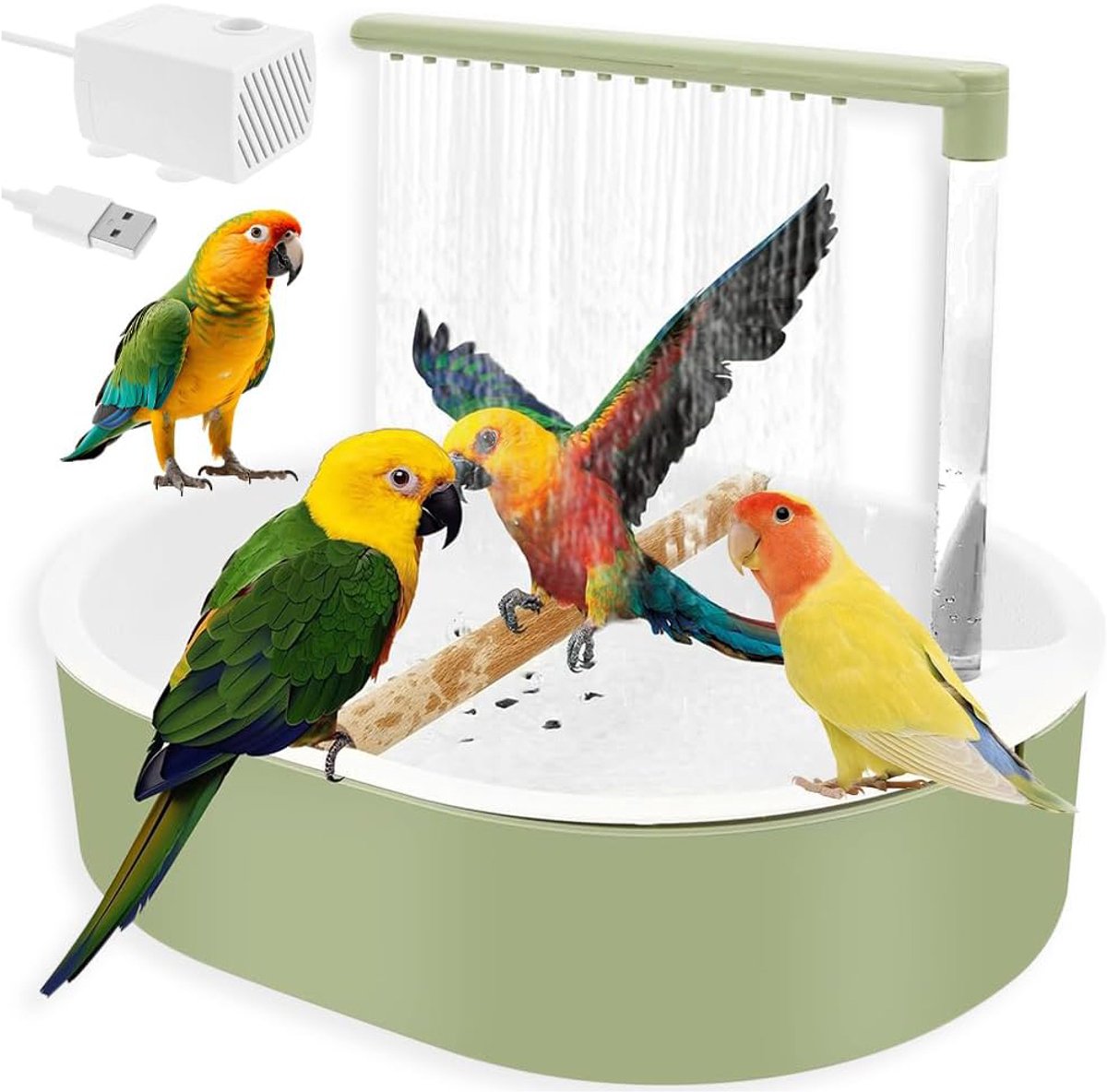 Automatische Vogeldouche - Vogelbad Voor In De Kooi - Badje Voor Grasparkieten Met Regelbare Waterstroom