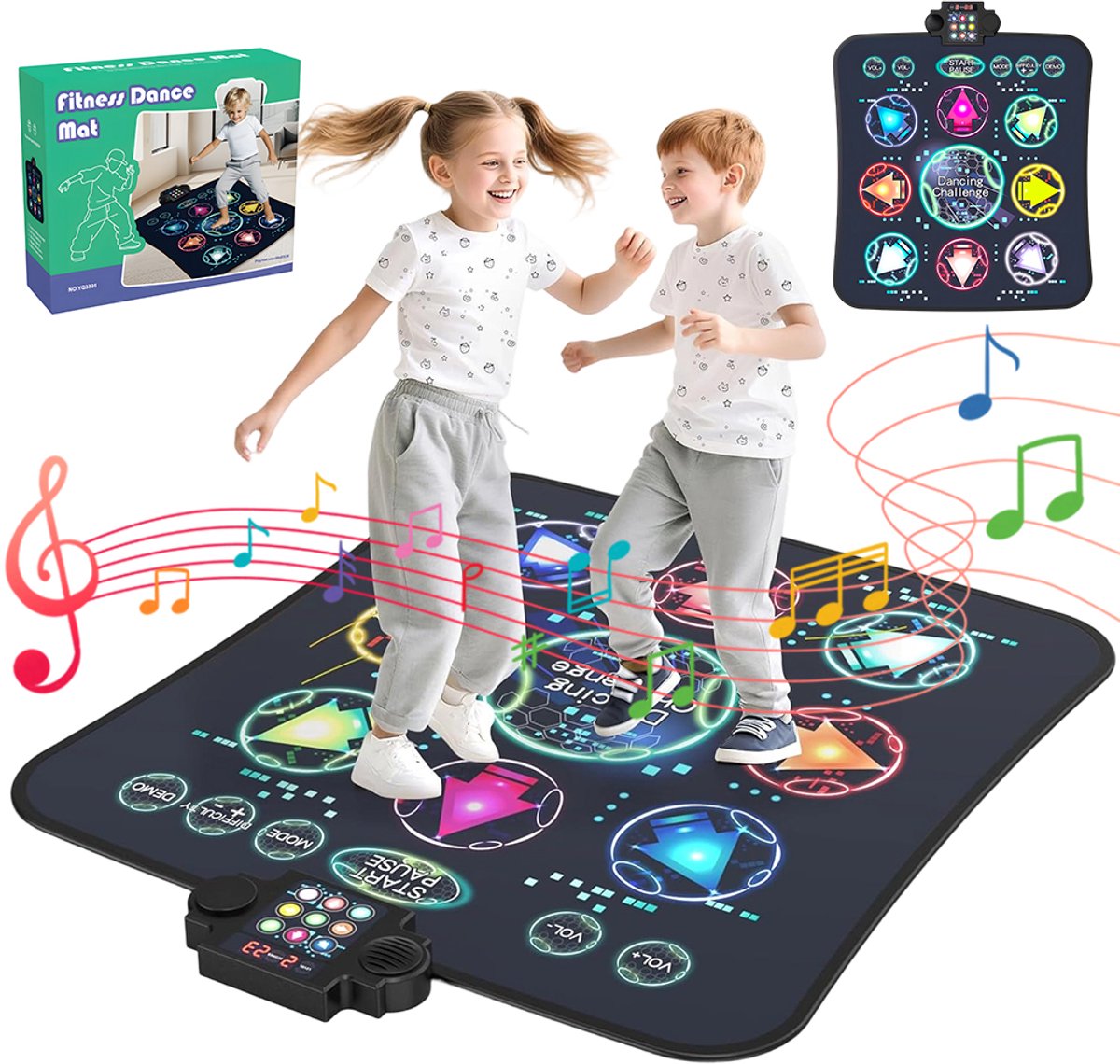 Dansmat met 24 Moeilijkheidsgraden - Grote Interactieve Muziekmat met LED Verlichting - Dansspel voor Meerdere Spelers - Ideaal Kerstcadeau Sinterklaascadeau voor Kinderen