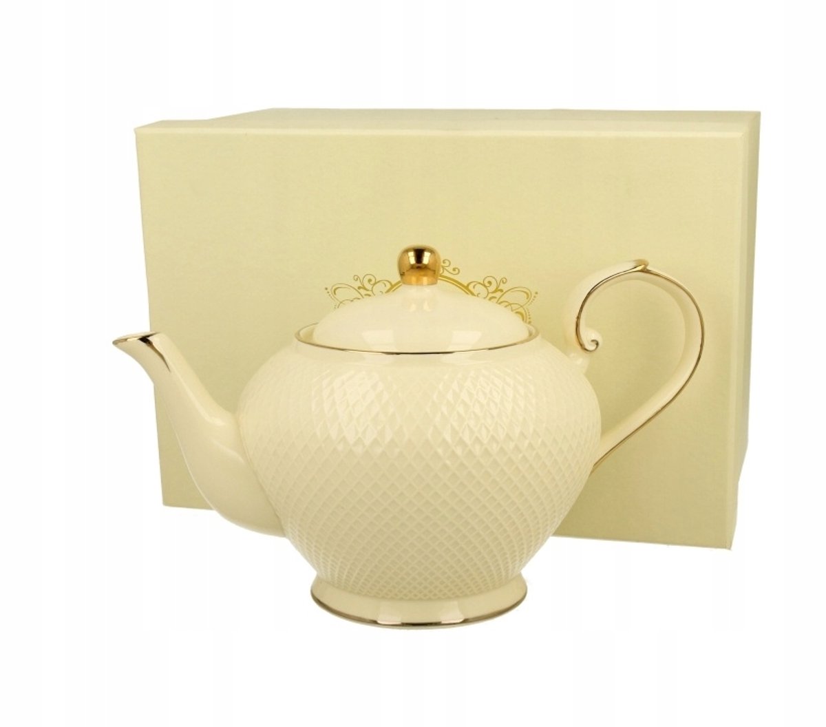 Vesper Porseleinen Theepot met Deksel - 1150 ml - Goudkleurige Details