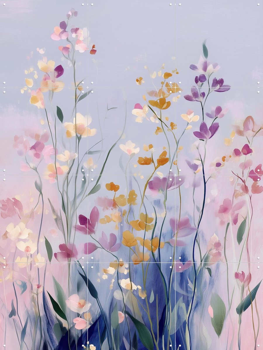 IXXI Pastel Wildflowers, Branka Kodžoman - 60 x 80 cm - Gratis ophangtool - Grote wanddecoratie en posters - Schilderijen, Modern, Fantasierijk
