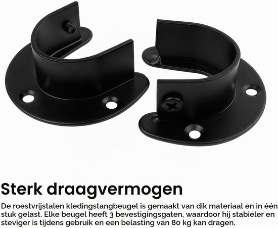 Ronde buishouder voor 32mm stangen - Set van 2, ideaal voor bevestiging en ondersteuning — afbeelding 3