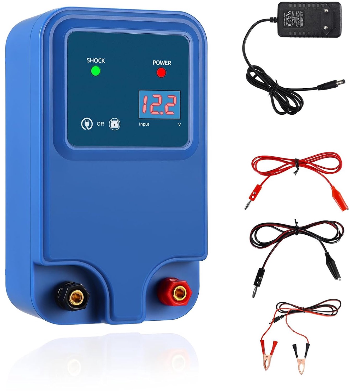 Rondafrasteringsapparaat, elektrische omheining, 1,5 J output/12 V voor 2 tot 15 km, voor honden, katten, kippen, paarden, os, schaap, varken, gevogel