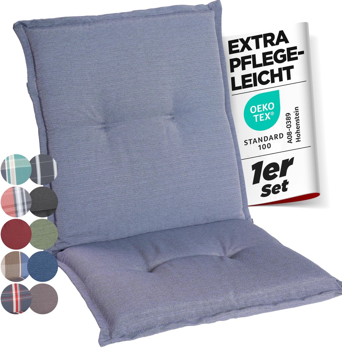 Tuinstoelkussens, hoge rugleuning met hoofdeinde, extra dikke zitkussens, made in Europe, ideaal kussens voor hoge rugleuning, kussens met extra hoog comfort, set van 1, lichtgrijs