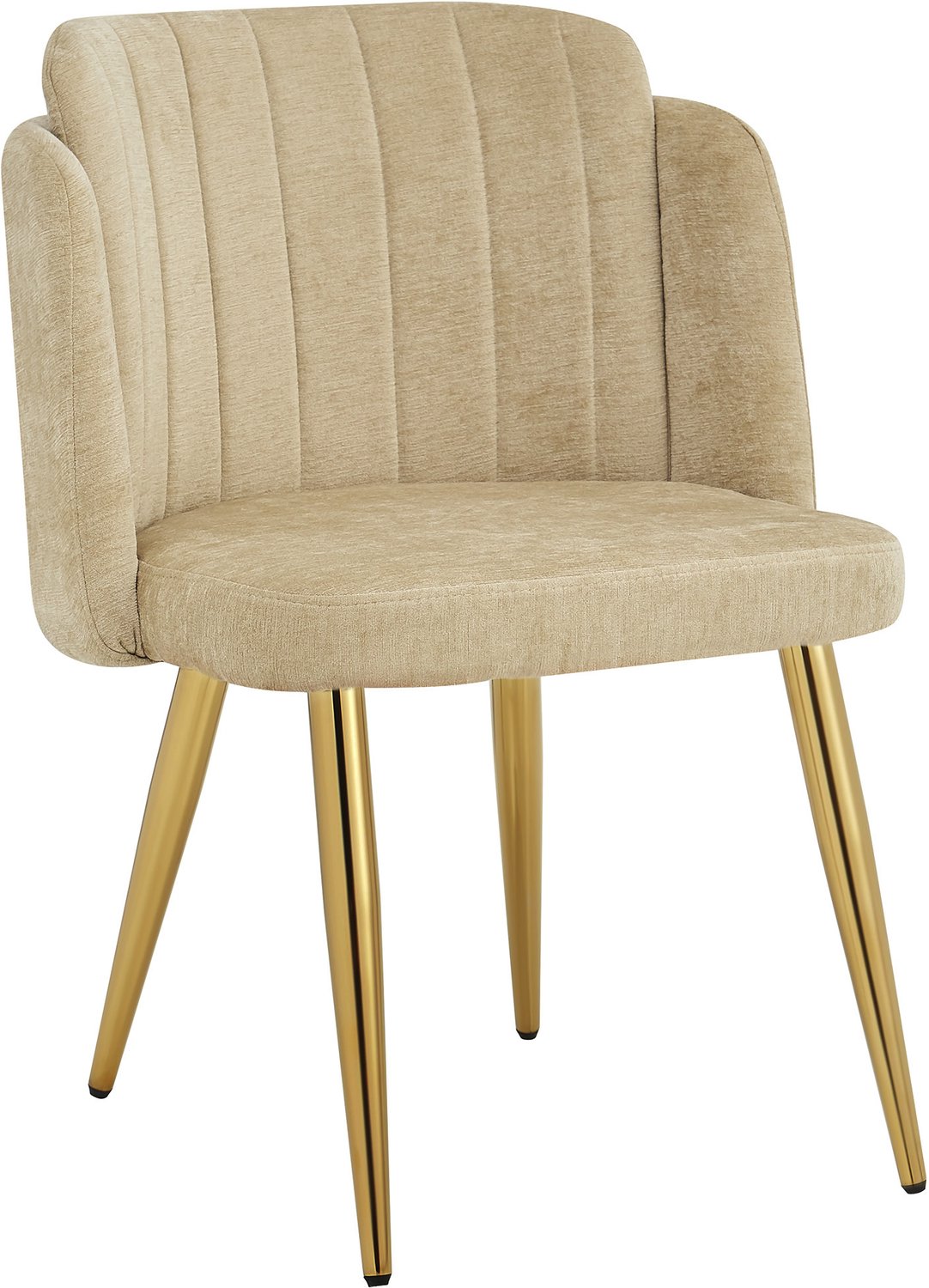MUVANO Bruine gestoffeerde eetkamerstoelen set van 2 - Polyester - Goudkleurige metalen poten - Gebogen rugleuning - Zitvlak 49 x 46 cm - Eetkamer en keuken