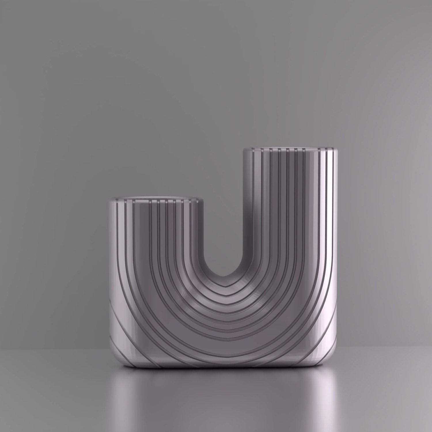 3d-gezellig Symbiose - Vaas - Zilver - Maat 18 cm - Kunststof - Modern - Bloemenvaas - 100% gerecycled PLA (bioplastic)