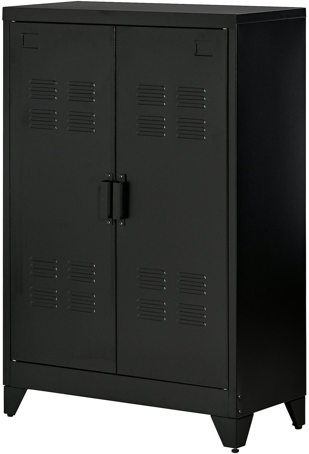 Lunpog Archiefkast – Van staal – Met 2 Deuren – Met slot – mit magnetischer Lamellen-Doppeltür Verstellbarer Einlegeboden - 75x33x110cm - zwart Schwarz