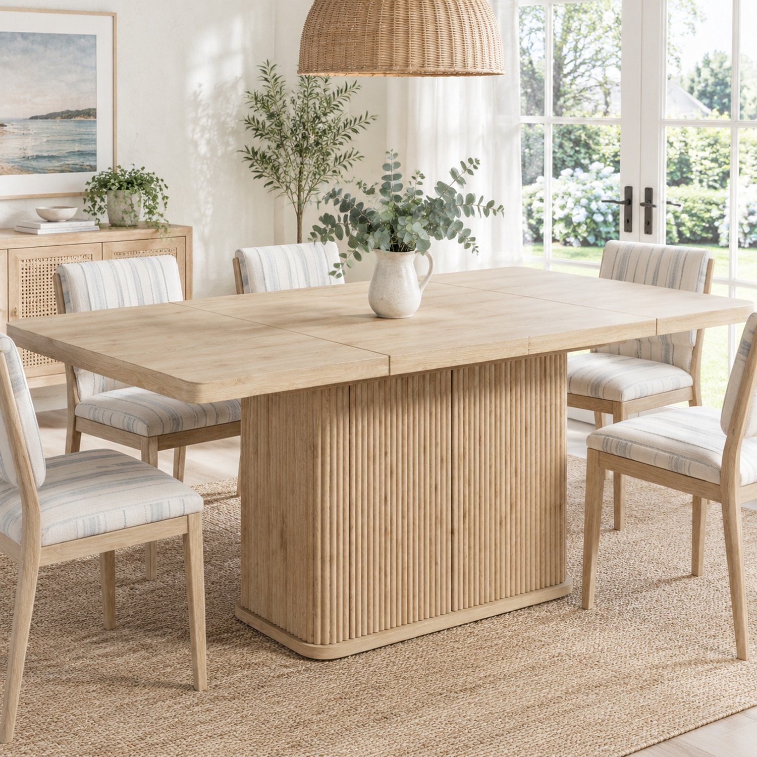 Maisentiel Uitschuifbare eettafel met opbergruimte – 140-180 x 80 cm – lichte houtlook