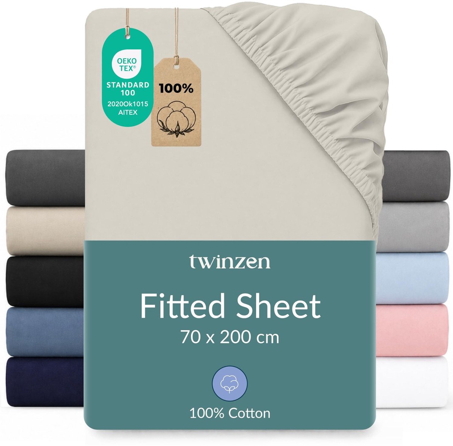 Duraxl Hoeslaken - Katoenjersey - Beige - 70 x 190/200 cm