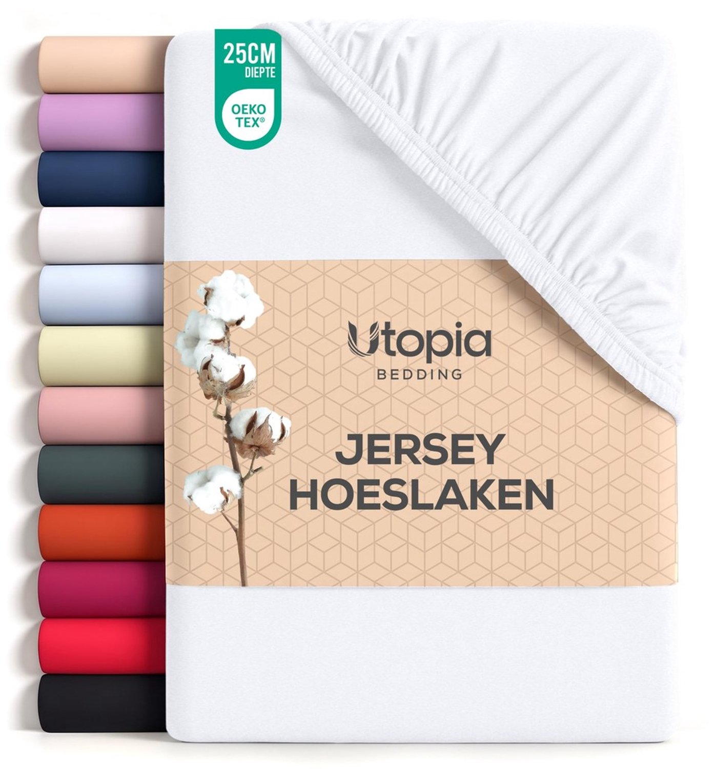 Duraxl Jersey hoeslaken - 200 x 220 cm - Wit