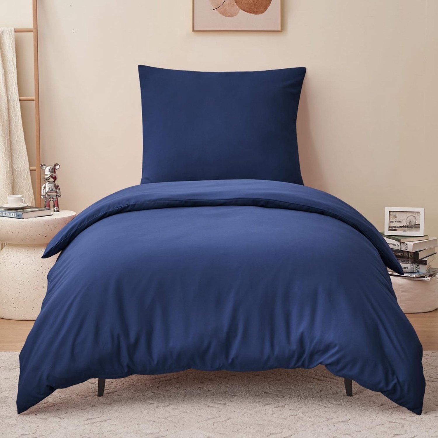 Duraxl Dekbedovertrek - 140 x 200 cm - Blauw - Microvezel - 2-delig