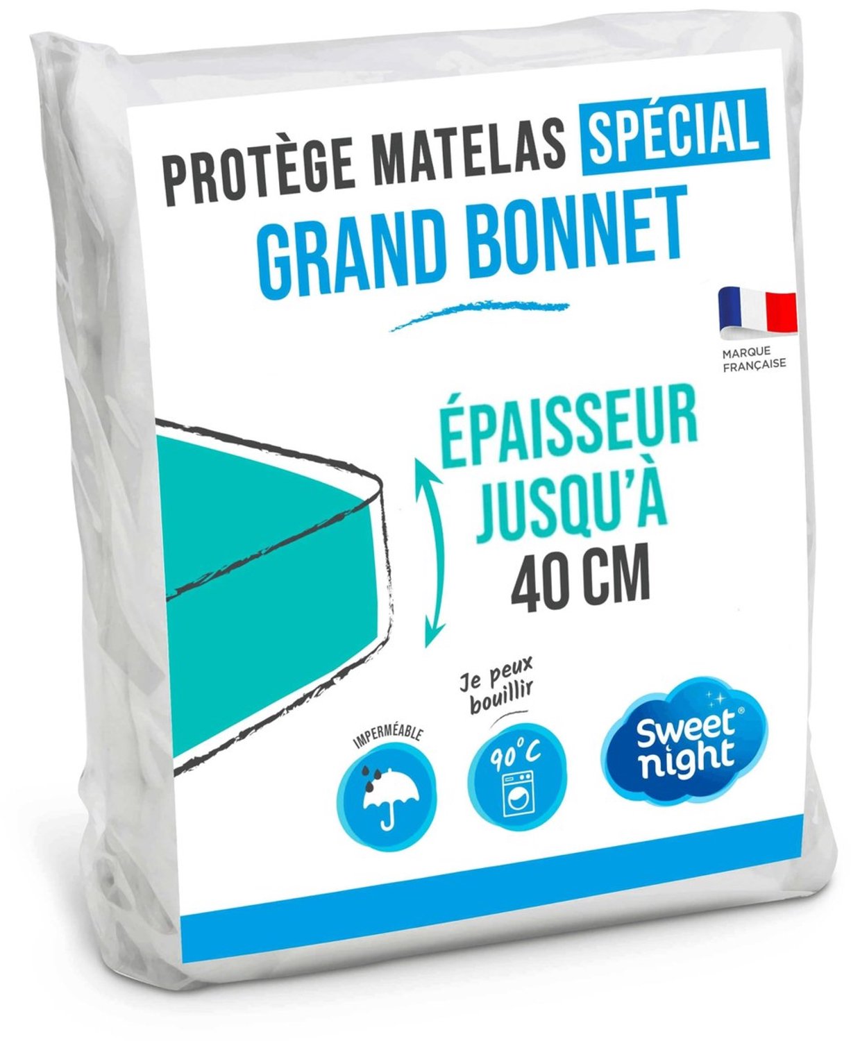 Duraxl Matrasbeschermer - Waterdicht - Grote muts - 160 x 200 x 35 cm Wit
