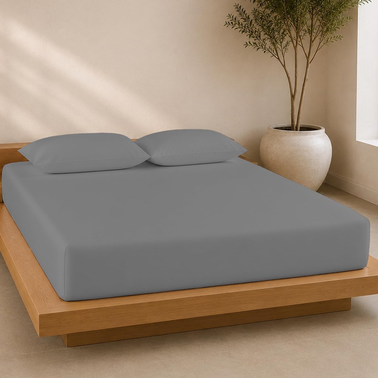 Duraxl Hoeslaken - Geborsteld microvezel - 160 x 200 cm - Diepe hoeken 40 cm Grijs