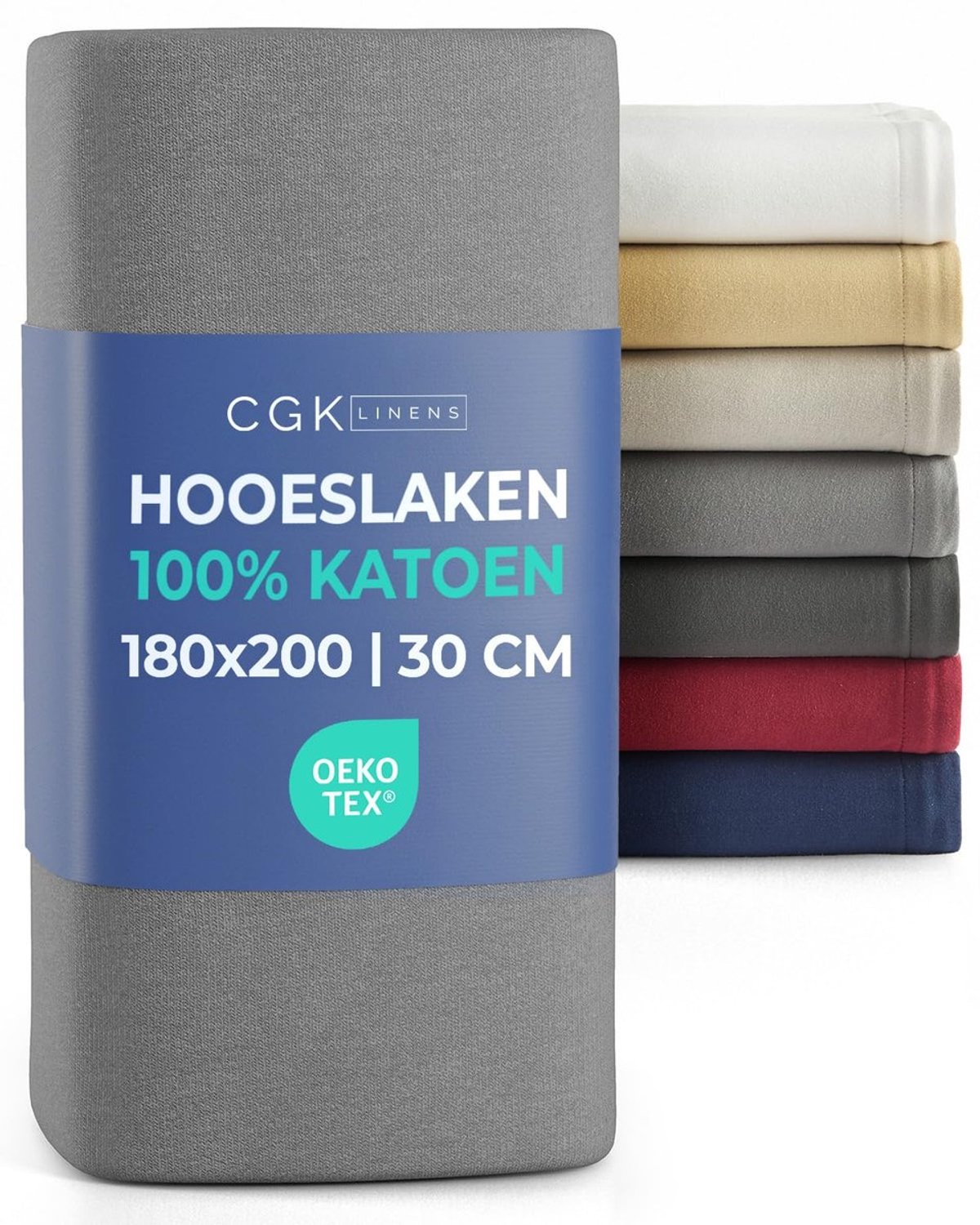 Duraxl Hoeslaken - Jersey - 180 x 200 cm - Donkergrijs